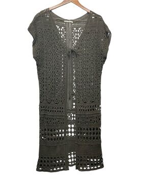 Do everything in love Crochet Olive Cover-Up Cardigan OS Bohemian Gypsy